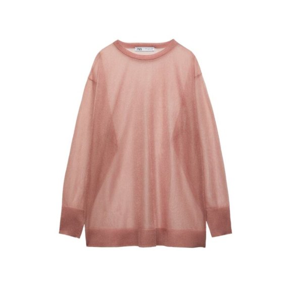 Zara Tops - ZARA SHEER PINK SWEATER - NEW WITH TAGS - size M